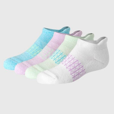 Hanes Girls' 4pk Absolute Active Heel Shield Socks - colors may vary L