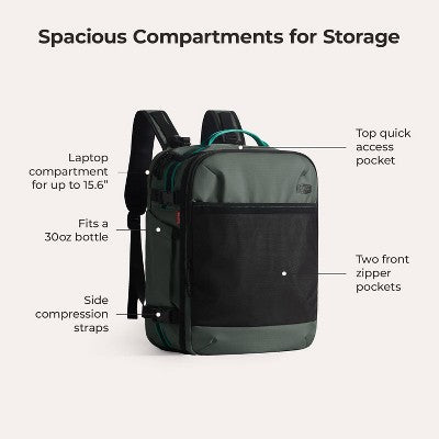 Bagsmart Blast Pro 40L Travel Backpack - Green