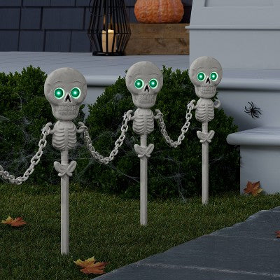 49" Skeletons Fence Stakes Halloween Decorative Prop Off-White - Hyde and EEK! Boutique (LOCAL PICKUP ONLY)