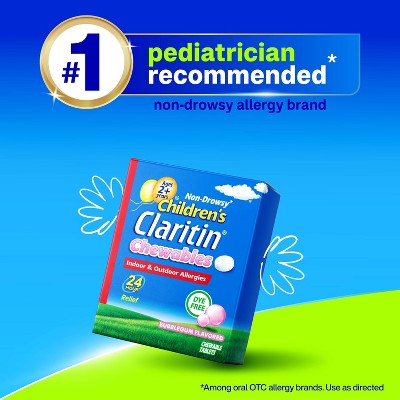 Claritin Children's 24-Hour Allergy Relief Chewables, Non-Drowsy, 5mg Loratadine, Bubblegum, Ages 2+ - 30ct