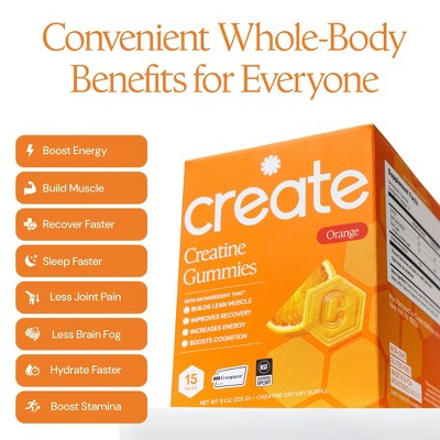 Create Wellness Gummies Made with Pure Creatine Monohydrate NSF Certified for Sport - Orange - 45ct/15 Servings