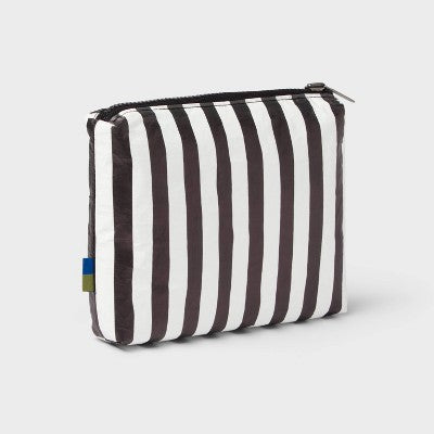 Water Resistant Pouch Toiletry Kits and Bags - Open Story Black/White Stripe