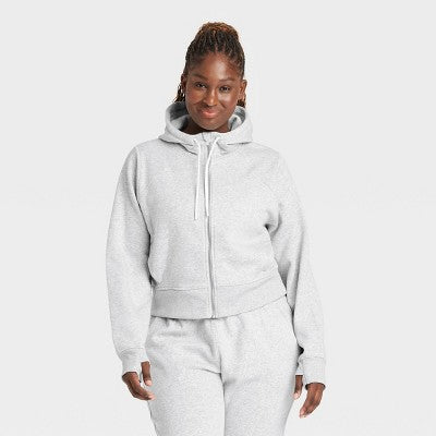 Women's Fleece Full Zip Hooded Sweatshirt - Gray XL