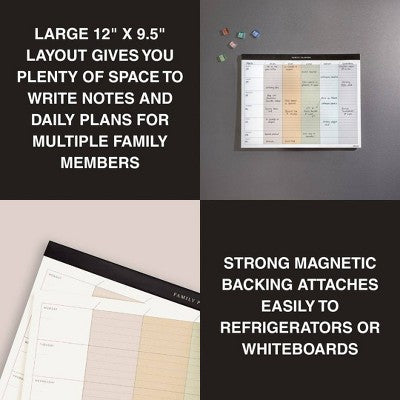 Altitude Weekly Family Planner Notepad 12"x9.5" Magnetic Back Monday/Sunday Layout