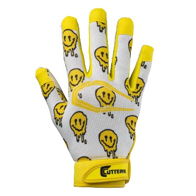 Cutters Game Day Receiver Football Gloves Youth - Smile S/M: Strap Closure, Nylon