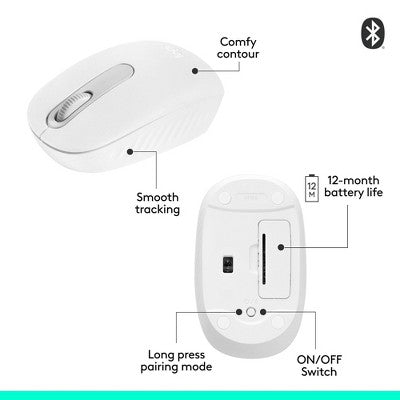 Logitech M196 Bluetooth Mouse - White: Bluetooth, Home Use