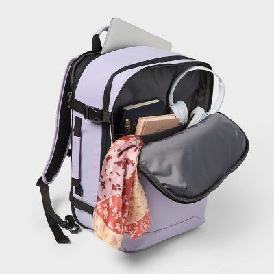40L Travel Backpack with Expansion - Open Story Thistle