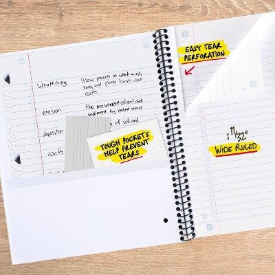 Five Star 8"x10.5" Active Wide Ruled Notebook 80 Pages Black
