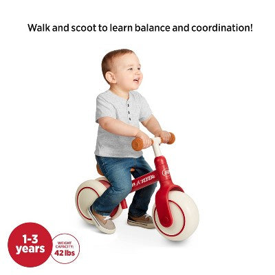 Radio Flyer Steady Start 8'' Kids' Balance Bike - Red: Steel Frame, Adjustable Seat