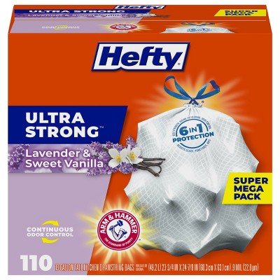 Hefty Ultra Strong Lavender & Sweet Vanilla Tall Kitchen Drawstring Trash Bags - 13gal/110ct