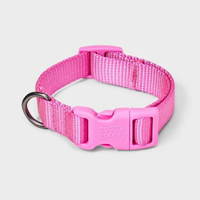 Basic DTM Adjustable Length and Reinforced Stitching Dog Collar - S - Pink - Boots & Barkley