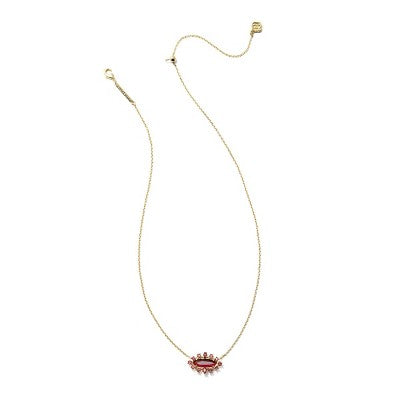 Kendra Scott Eva Crystal Framed Pendant Necklace - Red Mix