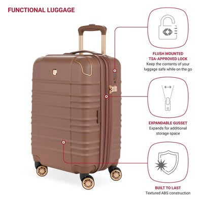 SWISSGEAR Cascade II Hardside Carry On Spinner Suitcase - Maple: 8-Wheel Solid Design