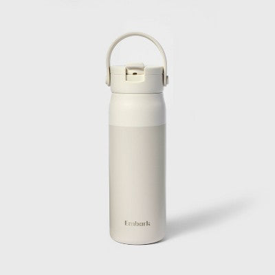 24oz Stainless Steel Hydration Water Bottle - Cream - Embark: Portable Drinkware, Polypropylene Lid