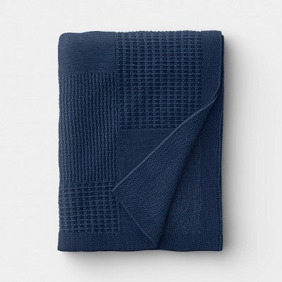 50"X 60" Washed Knitted Throw Blanket Blue - Threshold