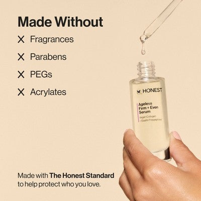 Honest Beauty Ageless Firm and Even Serum with Vegan Collagen and Niacinamide - Travel Size - 1 fl oz