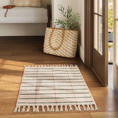 Spring Plaid Scatter Accent Rug - Pink/Green/Ivory - Threshold