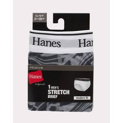 Hanes Originals Premium Men's Swirl Print Briefs - Gray S