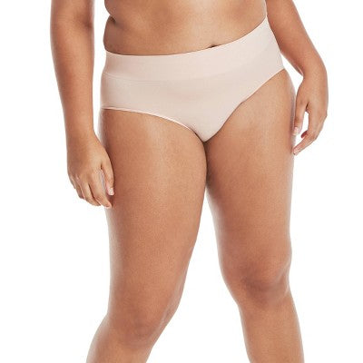 Hanes Premium Women's 3pk Smoothing Seamless Briefs Underwear - Basic Pack Beige/Light Brown/Black 7: Mid Rise Knit