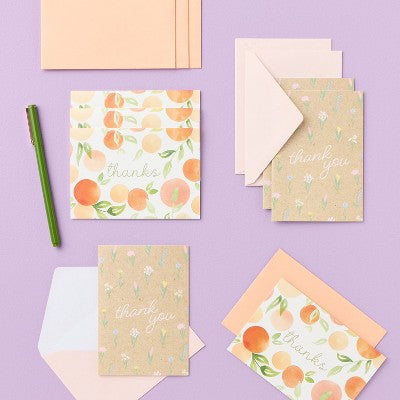 10ct Thank You Note Cards with Envelopes - Spritz