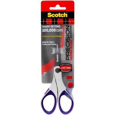 Scotch 7" Precision Ultra Edge Scissors Titanium-Fused (Color May Vary): School & Office, 7 Inch, Multicolor