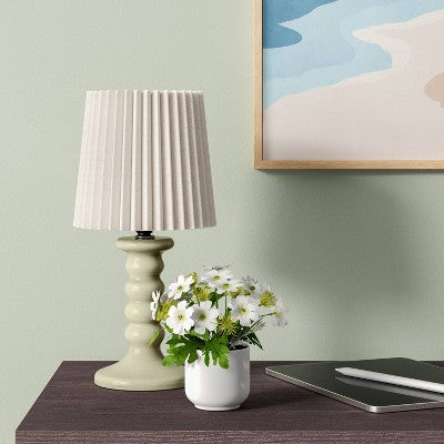 Mini Stick Table Lamp with Pleated Shade Green - Room Essentials