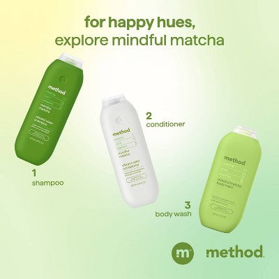 Method Mindful Matcha Color Protecting Shampoo Sulfate & Silicone Free - 14 fl oz: Paraben-Free, Liquid Hair Shampoo
