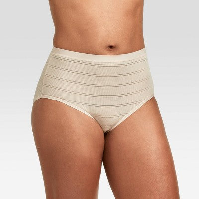 Hanes Premium Women's 4pk Breathable Ribbed Briefs - Black/Beige/White S: High Rise, Tagless, Lightweight, Machine Washable