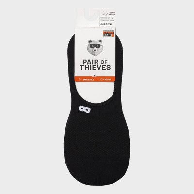 Pair of Thieves Men's 3+1 BOWO No Show Socks - Black 6-12