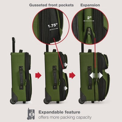 U.S. Traveler Rio 2pc Expandable Softside Carry On Luggage Set - Dark Green