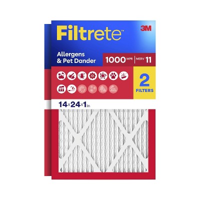 Filtrete 14"x24"x1" 2pk Allergens & Pet Dander MPR 1000 MERV 11 Electrostatic Captures Dust and Pollen HVAC Furnace Air Filter (LOCAL PICKUP ONLY)