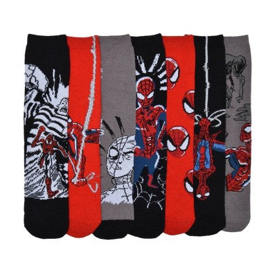Men's Spider-Man Cozy Socks 7 Pack - Black 6-12