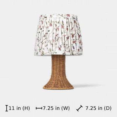 Mini Rattan and Pleated Lamp Shade Table Lamp Brown - Threshold