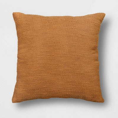 Oversized Square Cotton Boucle Reversible Throw Pillow with Linen Caramel - Threshold (LOCAL PICKUP ONLY)