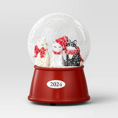 5.5"x4" Cats 2024 Christmas Snow Globe - Wondershop
