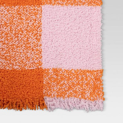 Cozy Woven Check Throw Blanket Pink/Orange - Room Essentials