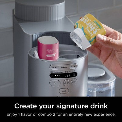 Ninja Thirsti Max Custom Hydration System Silver WC2002: Soda Maker, 60L Cartridge, Dishwasher-Safe, Thirsti Pods Compatible