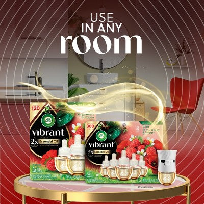 Air Wick Vibrant Scented Oil Air Freshener Refills - Wild Strawberry & Poppy - 0.67 fl oz/2ct