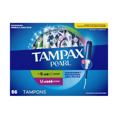 Tampax Pearl Duo Pack Super/Ultra Tampons - 56ct