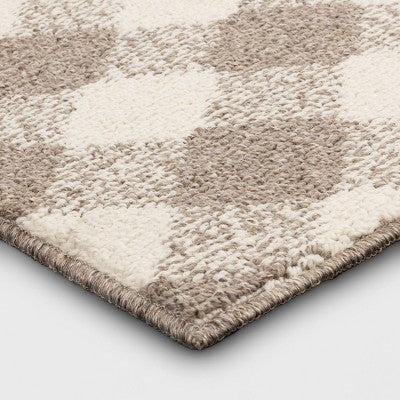 2'x3' Gingham Washable Accent Rug Heathered Gray/Ivory - Threshold