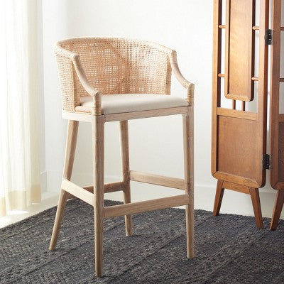 Brando Bar Stool - SEA4014 - Natural/White - Safavieh (LOCAL PICKUP ONLY)