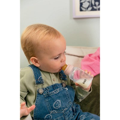 Bibs Grow and Flow Plastic Baby Bottle Set with Latex Nipple - Ivory - 2pk: BPA-Free, Rubber Latex Nipple