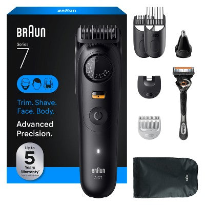 Braun Men's All-In-One Series 7 Trimmer Kit for Beard, Face, Hair and Body with Gillette ProGlide Razor - AiO 7530