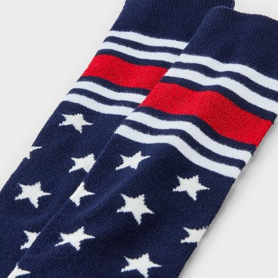 Women's Sporty Stars Knee High Socks - Navy/Red/White 4-10