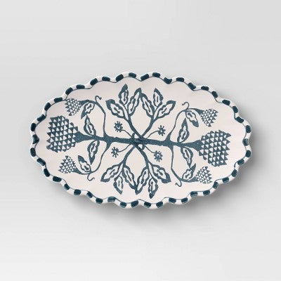 Medium Stoneware Floral Serving Platter - Threshold