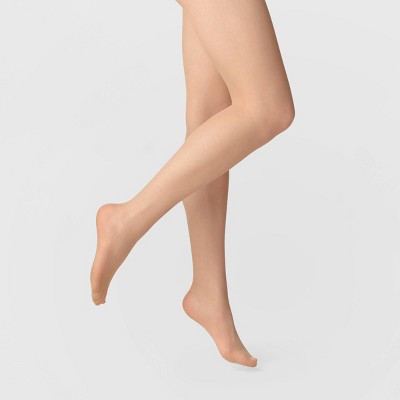 Women's 20D Sheer High Waist Control Top Tights - A New Day Honey Beige M/L: Nylon Spandex Knit