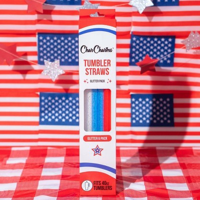 CharCharms 6pk 40oz Americana Glitter Straws