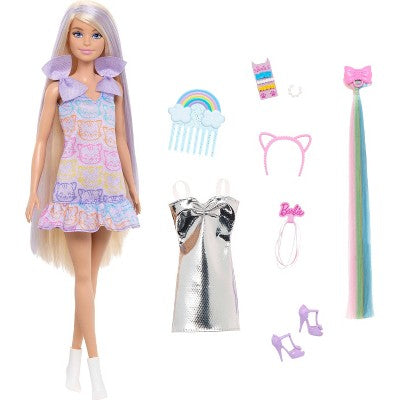 Barbie Fun and Fancy Doll & Accessories, Blonde 11" Fashion Doll with Extra Long Hair and 2 Looks