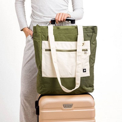 Thread Wallets Collapsible Utility Tote Bag - Dark Green/Cream