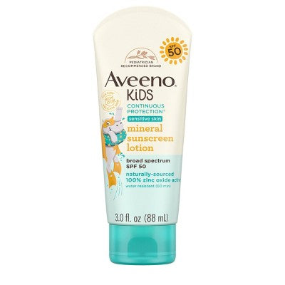 Aveeno Kids Continuous Protection Zinc Oxide Mineral Sunscreen - SPF 50 - 3 fl oz
